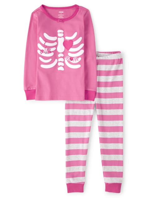 Girls Matching Family Skeleton Cotton 2-Piece Pajamas - view 2