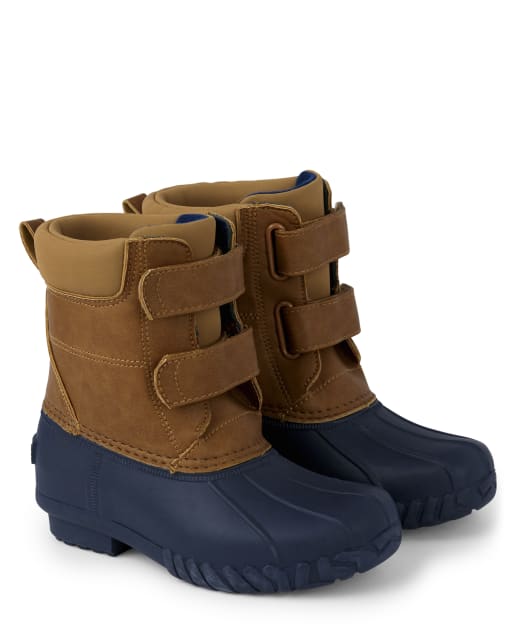 Boys Faux Leather And Rubber Snow Boots 