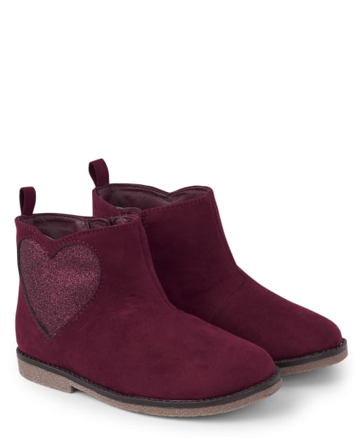 Girls Glitter Heart Booties - Winter Wonderland