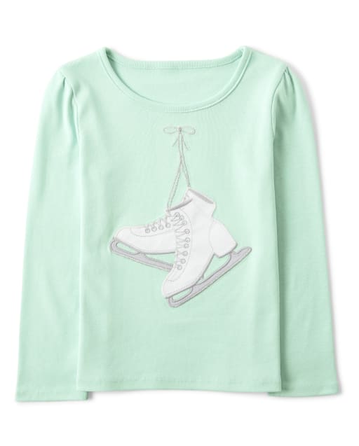 Girls Embroidered Ice Skates Top - Snow Princess - view 1