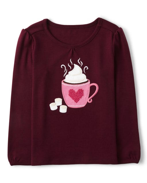 Girls Embroidered Hot Chocolate Top- Winter Wonderland