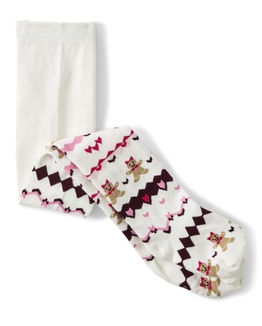 Girls Gingerbread Fairisle Tights - Winter Wonderland