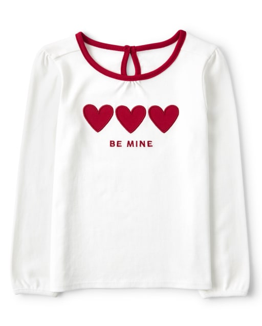 Girls Embroidered Heart Top - Valentine Cutie - view 1