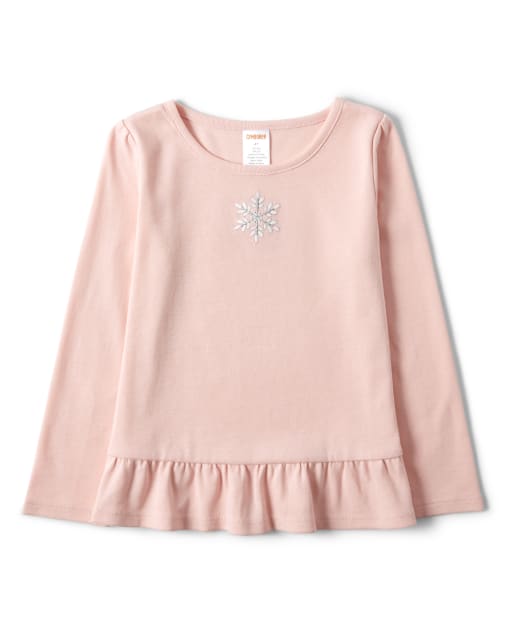 Girls Embroidered Snowflake Peplum Top - Every Day Play