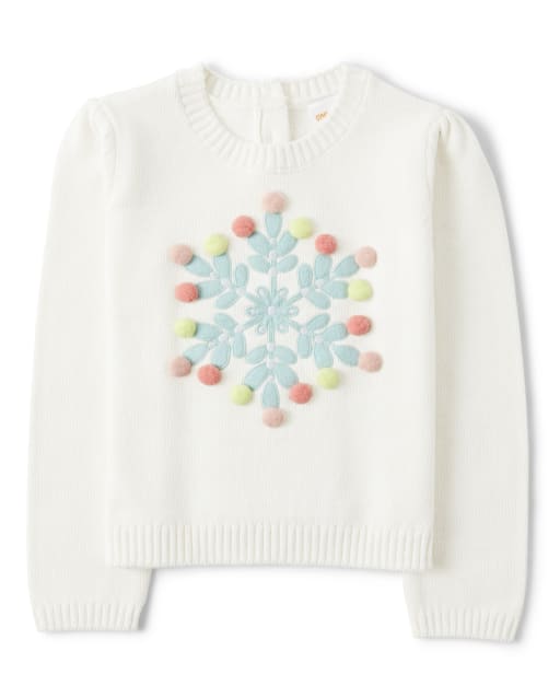 Girls Pom Pom Snowflake Sweater - Snow Princess - view 1