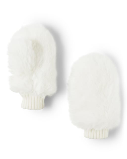Girls Faux Fur Mittens - Snow Princess - view 1