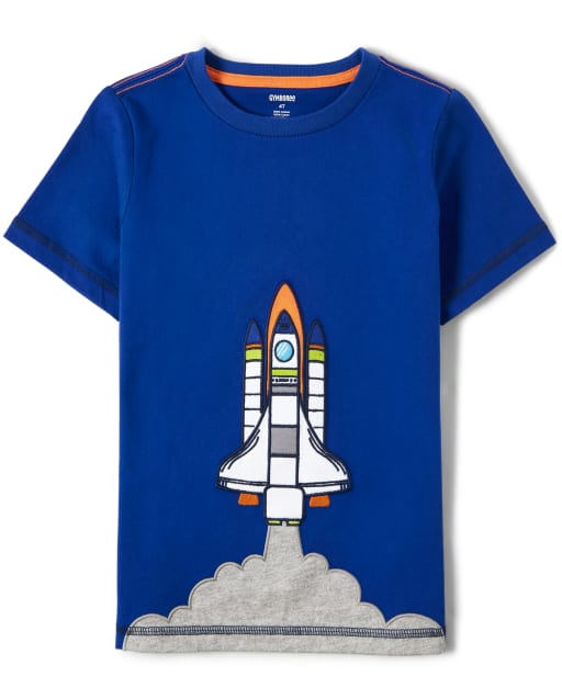 Kids Embroidered Rocket Ship Top - Future Astronaut - view 1