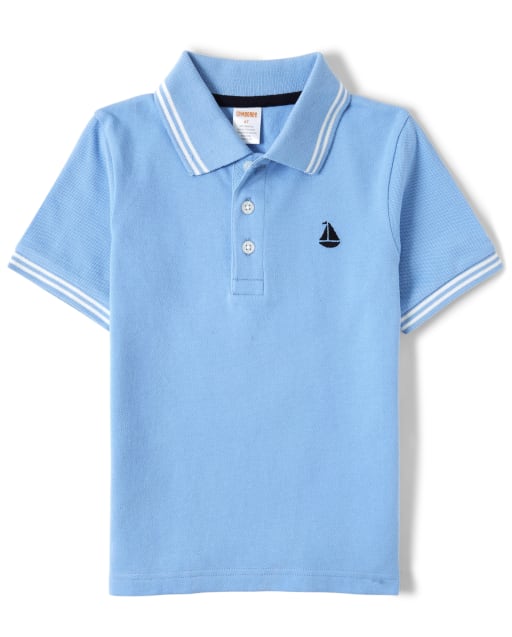 Boys Embroidered Sail Boat Polo - Country Club