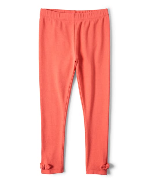 Girls Bow Leggings - Pretty Peach