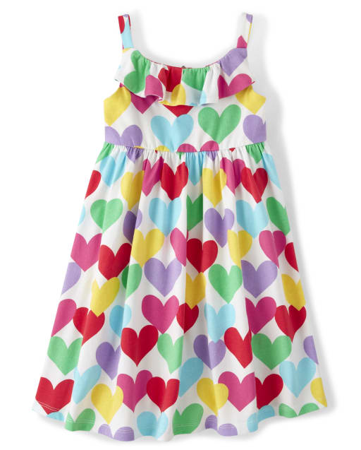 Girls Heart Ruffle Dress - Sunshine Time - view 1