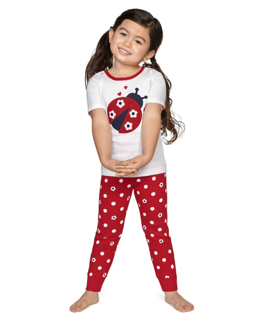 Girls Little Ladybug Cotton 2-Piece Pajamas - Gymmies - view 1