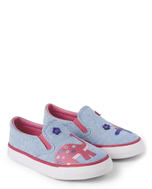 Girls Chambray Slip On Sneakers - Hello Dino - view 1