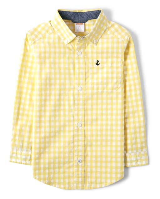 Boys Embroidered Gingham Button Up Shirt - Country Club