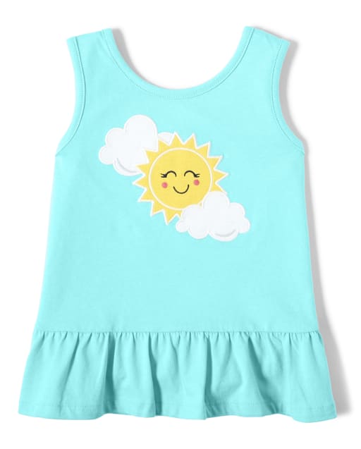 Girls Embroidered Sun Peplum Top - Sunshine Time - view 1