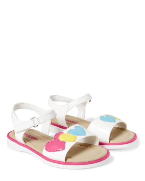 Girls Glitter Heart Sandals - Sunshine Time - view 1