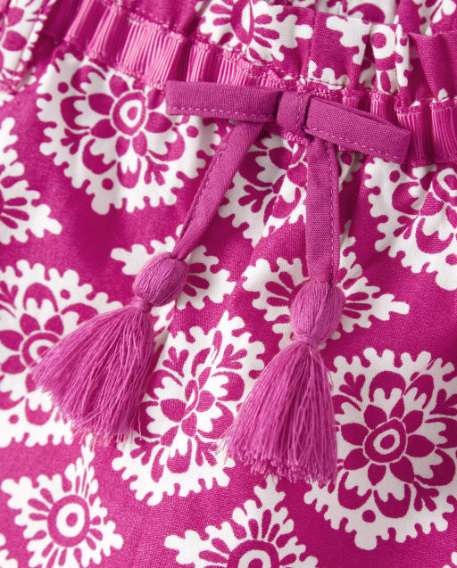 Girls Medallion Tassel Belted Shorts - Summer Sunsets - view 2