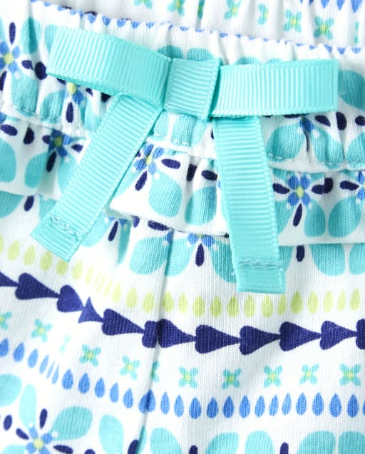 Girls Striped Ruffle Bow Shorts - Island Getaway - view 2