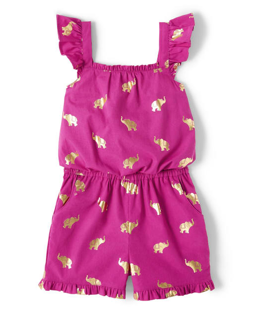 Girls Elephant Romper - Summer Sunsets - view 1
