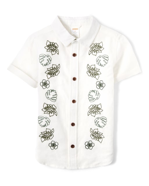 Boys Leaf Button Up Shirt - Safari Camp