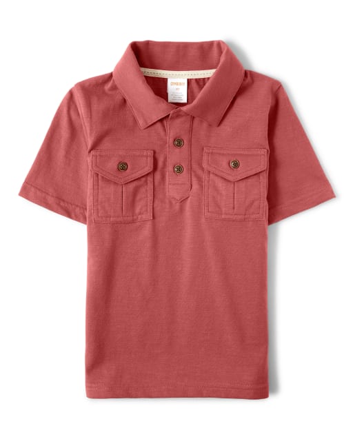 Boys Striped Pocket Polo - Safari Camp