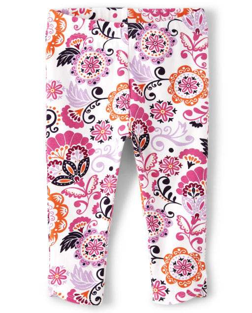 Girls Floral Capri Leggings - Summer Sunsets