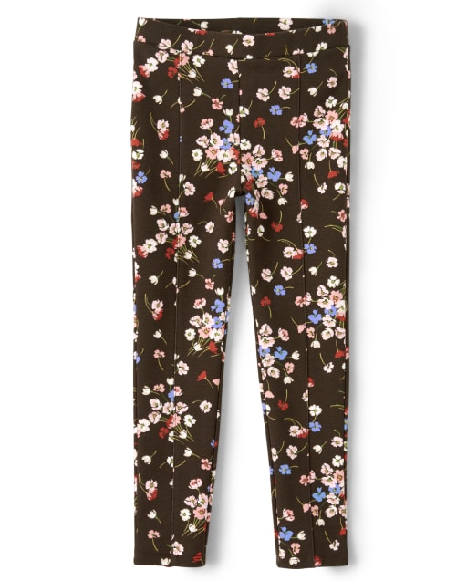 Girls Floral Ponte Jeggings - Western Skies