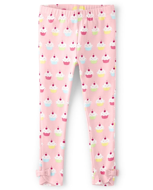 Girls Cupcake Bow Leggings - Birthday Boutique