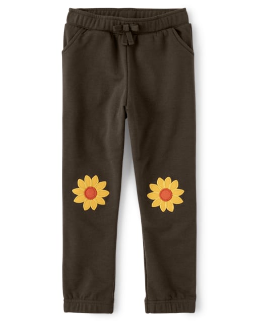Pantalon de jogging tournesol brodé pour fille - Récolte