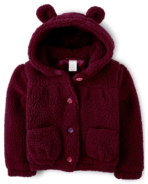 Girls Sherpa Teddy Coat - Tree House