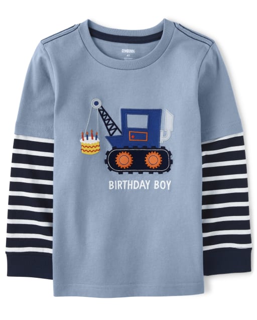 Boys Embroidered Birthday Layered Top - Birthday Boutique