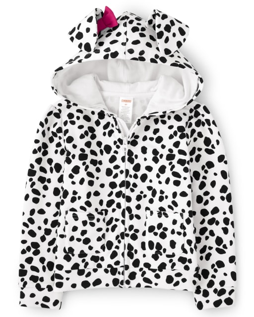 Girls Spotted Puppy Zip Up Hoodie - Dalmatian Friends