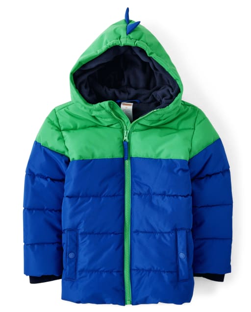 Boys Colorblock Puffer Jacket - Dino Dude - view 1
