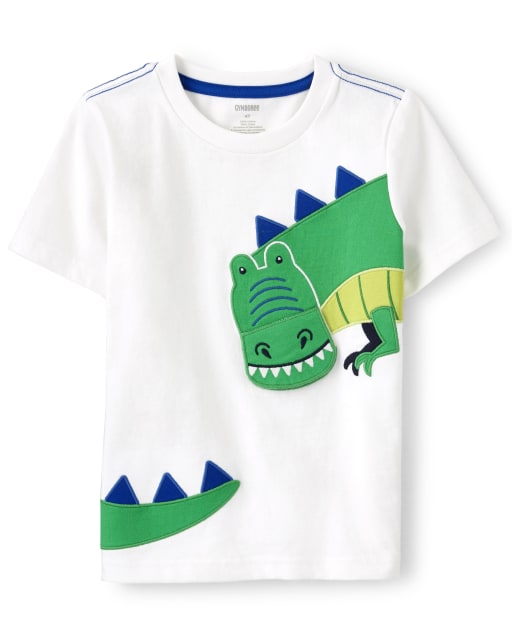 Boys Embroidered T-Rex Top - Dino Dude