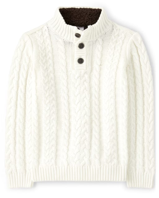 sherpa lined cable knit cardigan