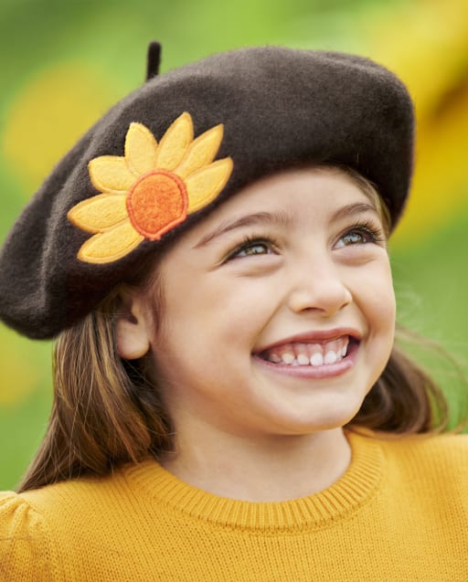 Girls Sunflower Beret - Harvest