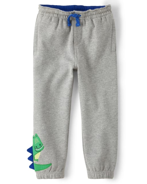 Boys Embroidered T-Rex Pull On Jogger Pants - Dino Dude