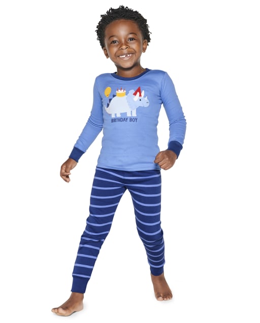 Boys Birthday Dino Cotton 2-Piece Pajamas - Gymmies