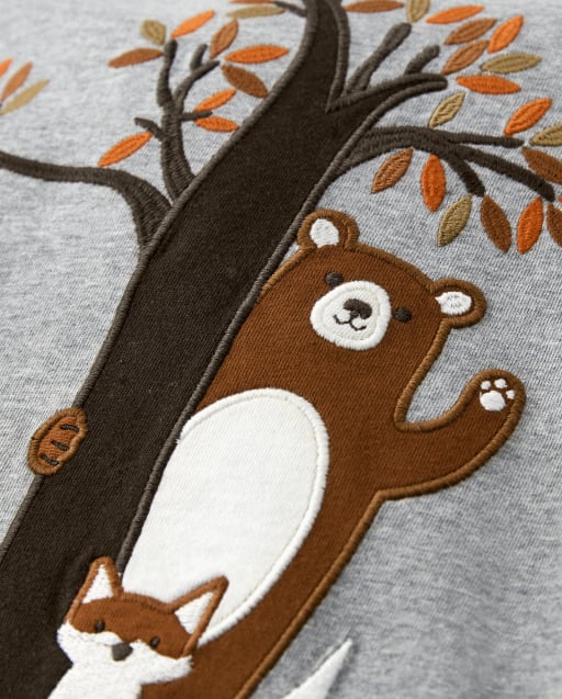 Boys Embroidered Bear Raglan Top - Harvest - view 2