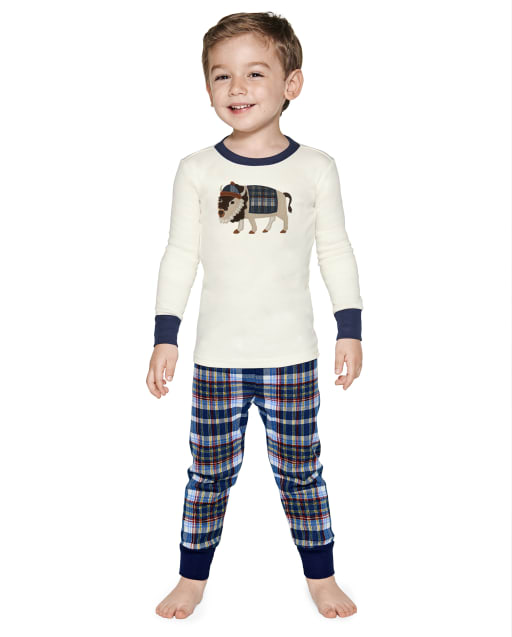 Boys Plaid Bison Cotton 2-Piece Pajamas - Gymmies