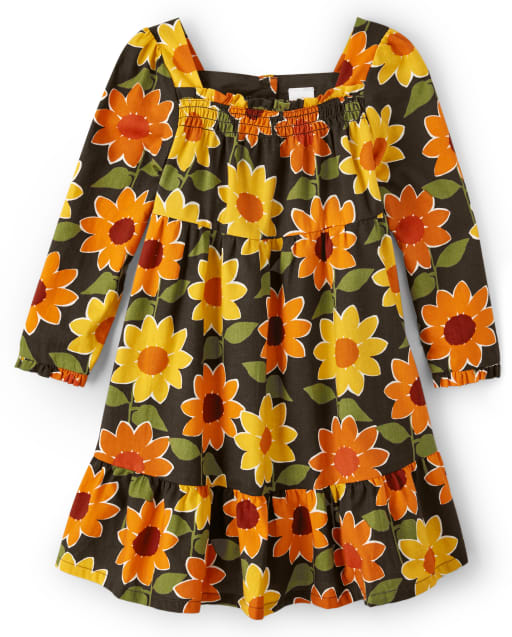 Girls Sunflower Ruffle Dress - Harvest - view 1