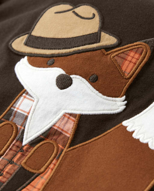 Boys Embroidered Fox Layered Top - Harvest - view 2