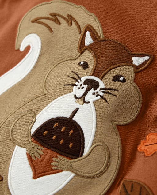 Boys Embroidered Squirrel Layered Top - Harvest - view 2