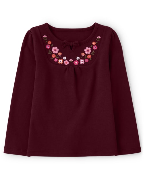 Girls Embroidered Floral Tie Top - Tree House