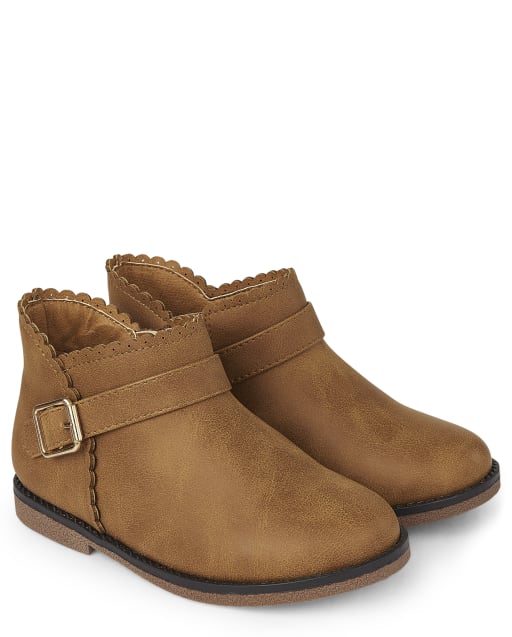 Girls Scalloped Buckle Booties - view 1