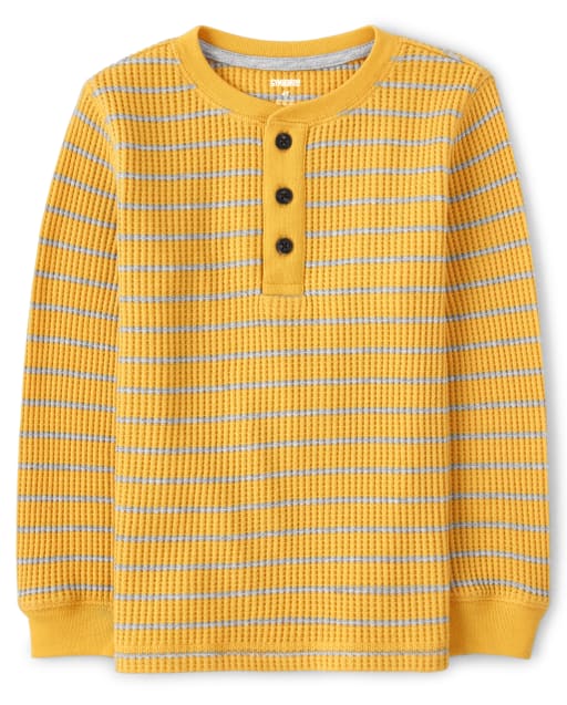 Boys Striped Henley Top - Harvest