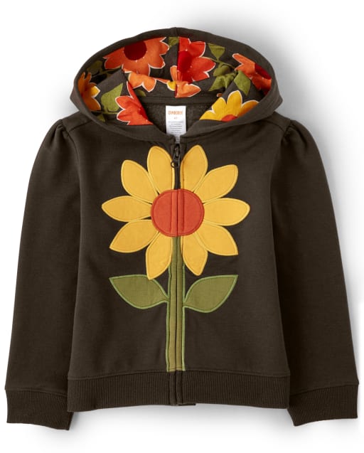 Girls Sunflower Zip Up Hoodie - Harvest