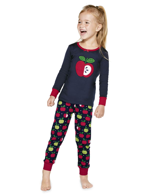 Girls Long Sleeve Apple Cotton 2-Piece Pajamas - Gymmies