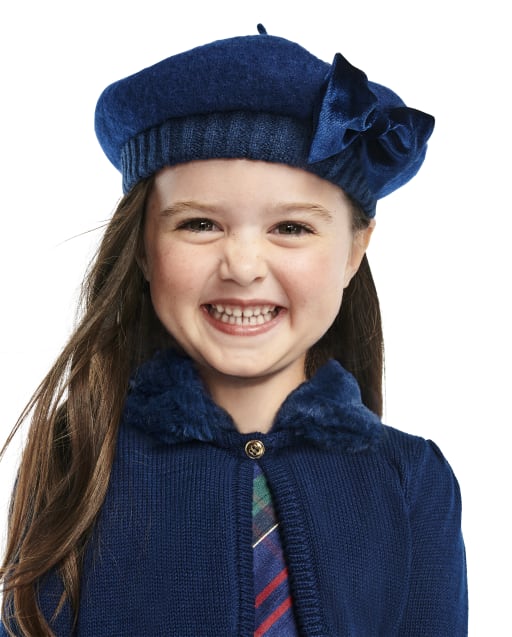 Girls Bow Beret - Family Celebrations Green - view 1