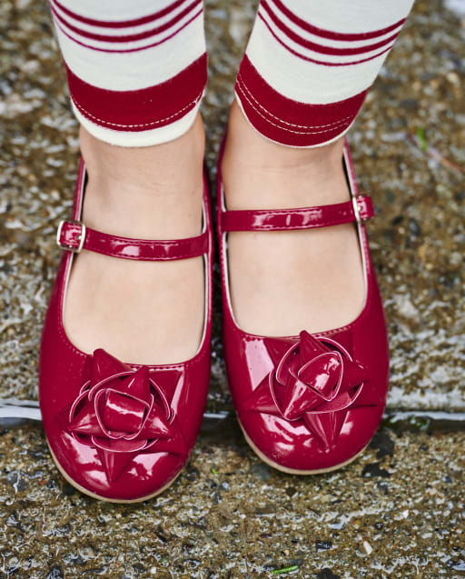 Girls Present Bow Ballet Flats - Ho Ho Ho
