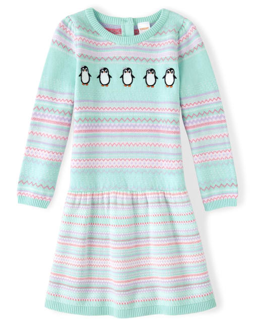 Girls Fairisle Peplum Sweater Dress - Polar Party